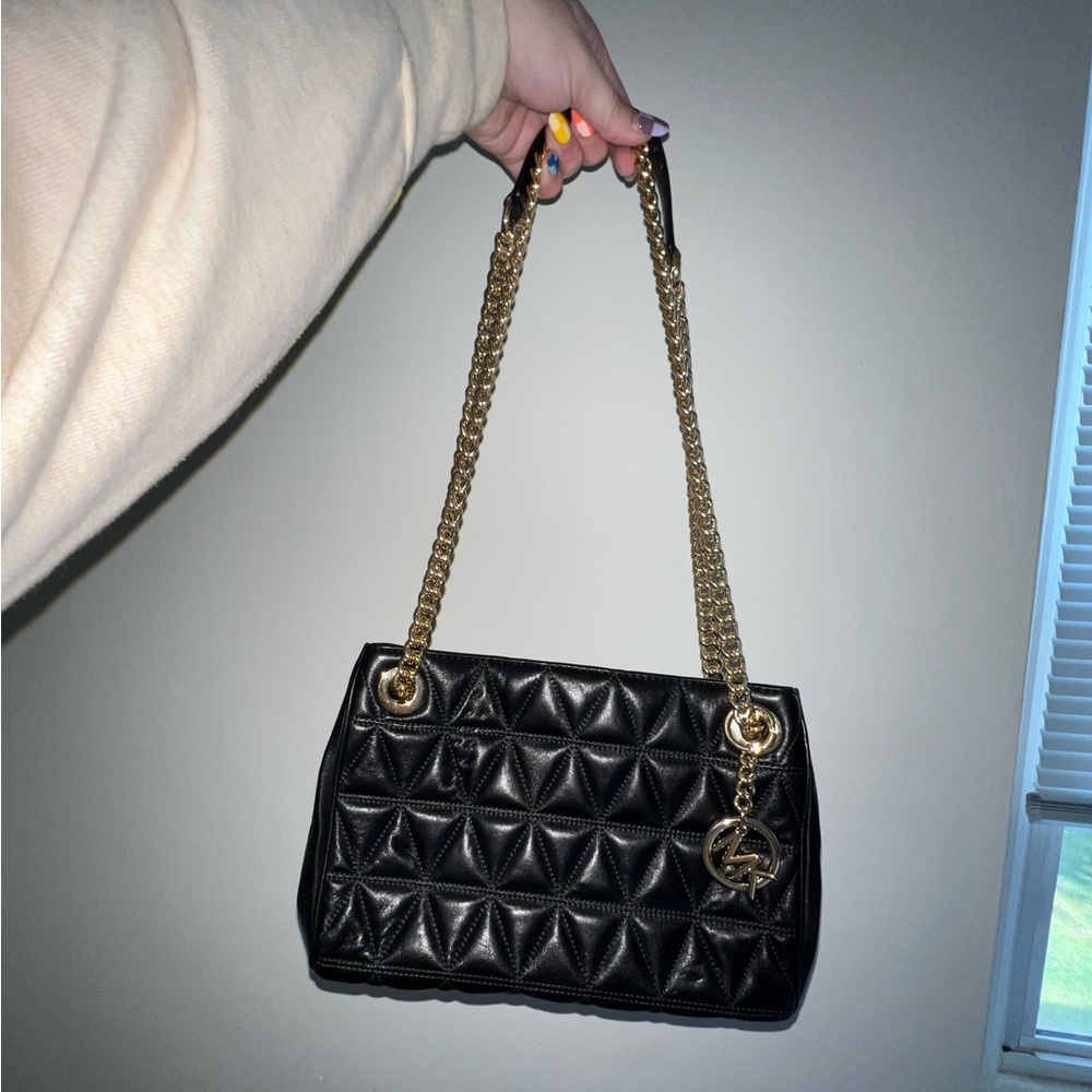 Michael Kors Black Shoulder Bag with Gold Chain
